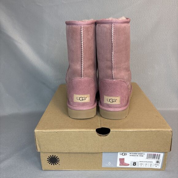 Women's UGG Boots Sz 8 Classic Short Pink Dawn PDW w/ Box Suede Wool Shearling - Picture 8 of 16